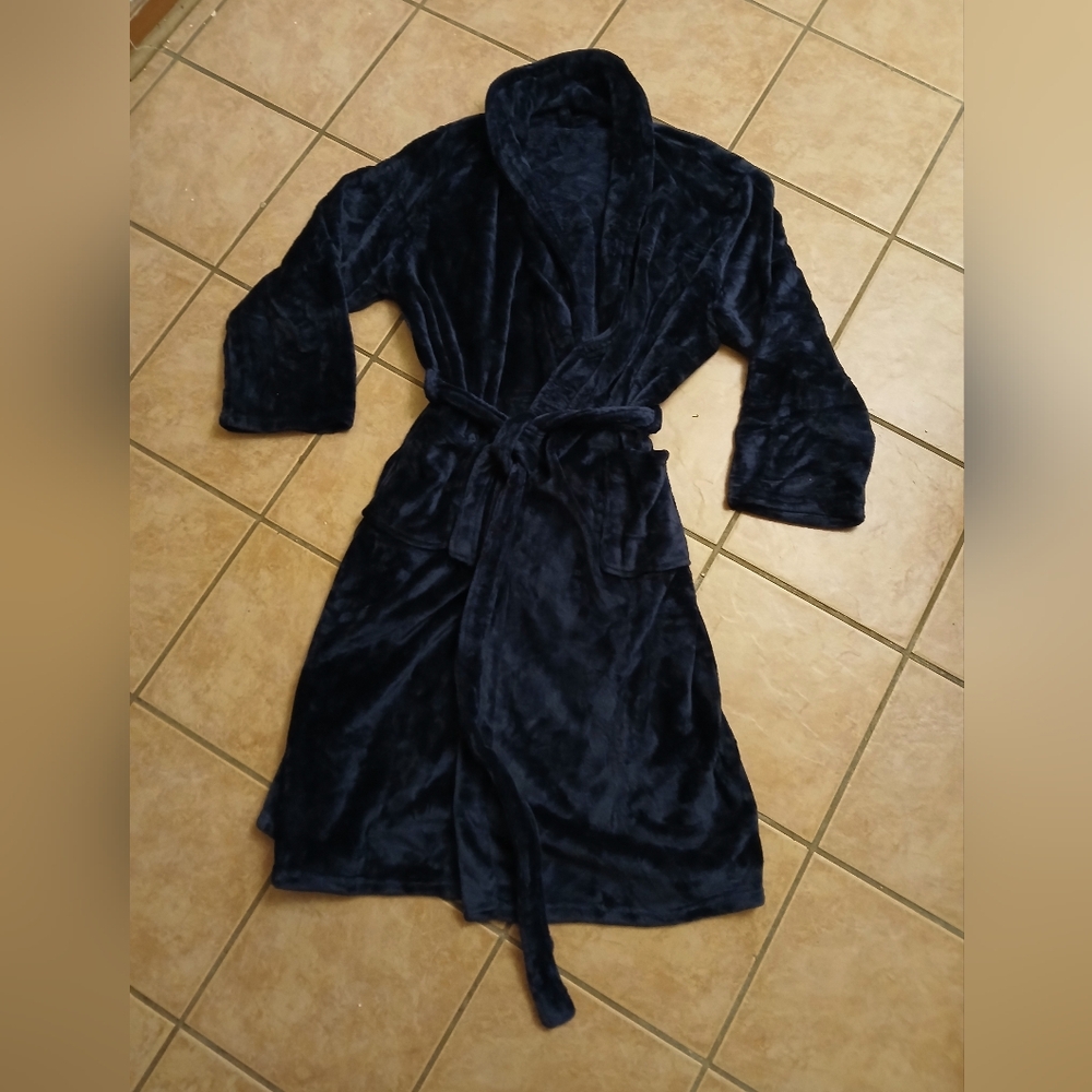 Elegant Navy Blue Men's Plush Robe